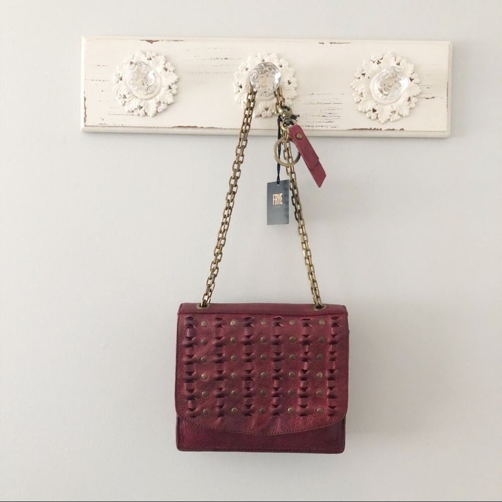 Frye Jade Studded Cross Body Shoulder Bag Purse Brick Red Cherry Red NEW